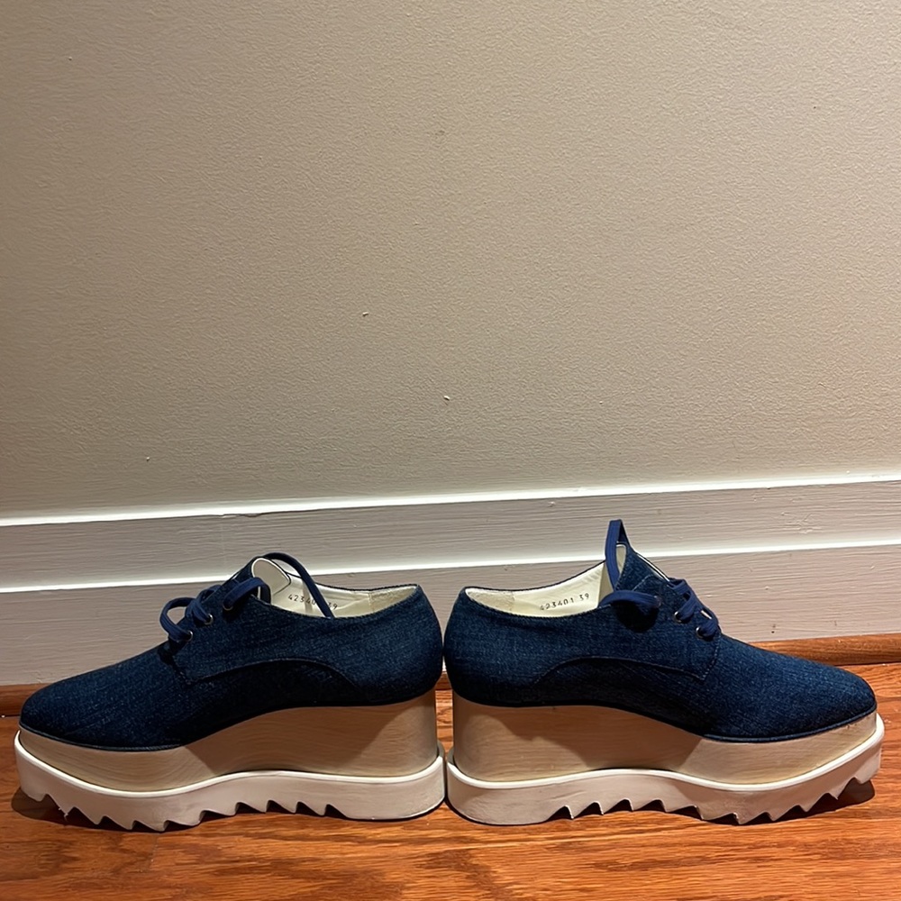 Stella McCartney Denim Platform Derby Shoes - Picture 2 of 5